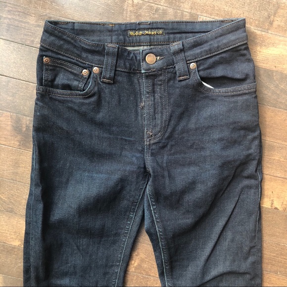 Nudie Jeans Dark Wash Lin Dry Steel Skinny Jeans Size 25 - Picture 3 of 12